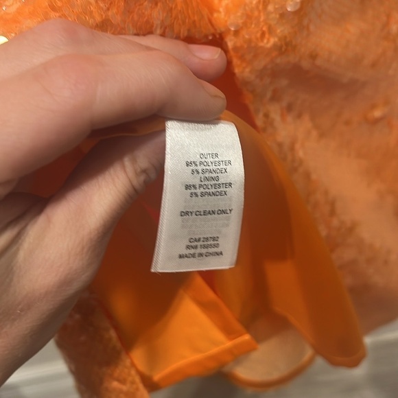 Caroline Constas orange sequin hater midi dress - size small - Picture 14 of 14